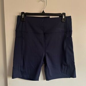 Nicole Miller Sport High-Waist Biker Shorts - Dark Blue